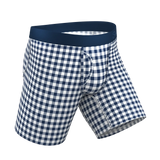 The Mad For Plaid | Navy Gingham Long Leg Ball Hammock® Pouch Underwear With Fly - Shinesty - Flyclothing LLC