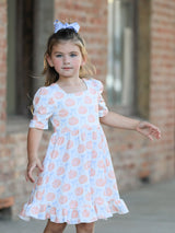 Halloween Thanksgiving Pumpkin Bow Girls Twirl Ruffle Dress - Rylee Faith Designs - Flyclothing LLC