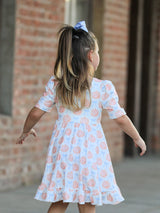 Halloween Thanksgiving Pumpkin Bow Girls Twirl Ruffle Dress - Rylee Faith Designs - Flyclothing LLC
