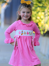 Fall Thanksgiving& Halloween "GOBBLE" Smock Embroidery Baby Girl Dress - Rylee Faith Designs - Flyclothing LLC