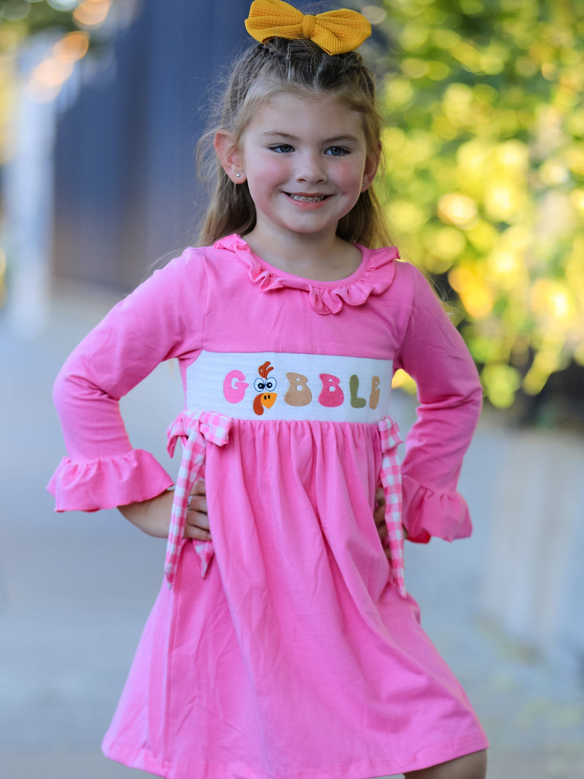 Fall Thanksgiving& Halloween "GOBBLE" Smock Embroidery Baby Girl Dress - Rylee Faith Designs - Flyclothing LLC