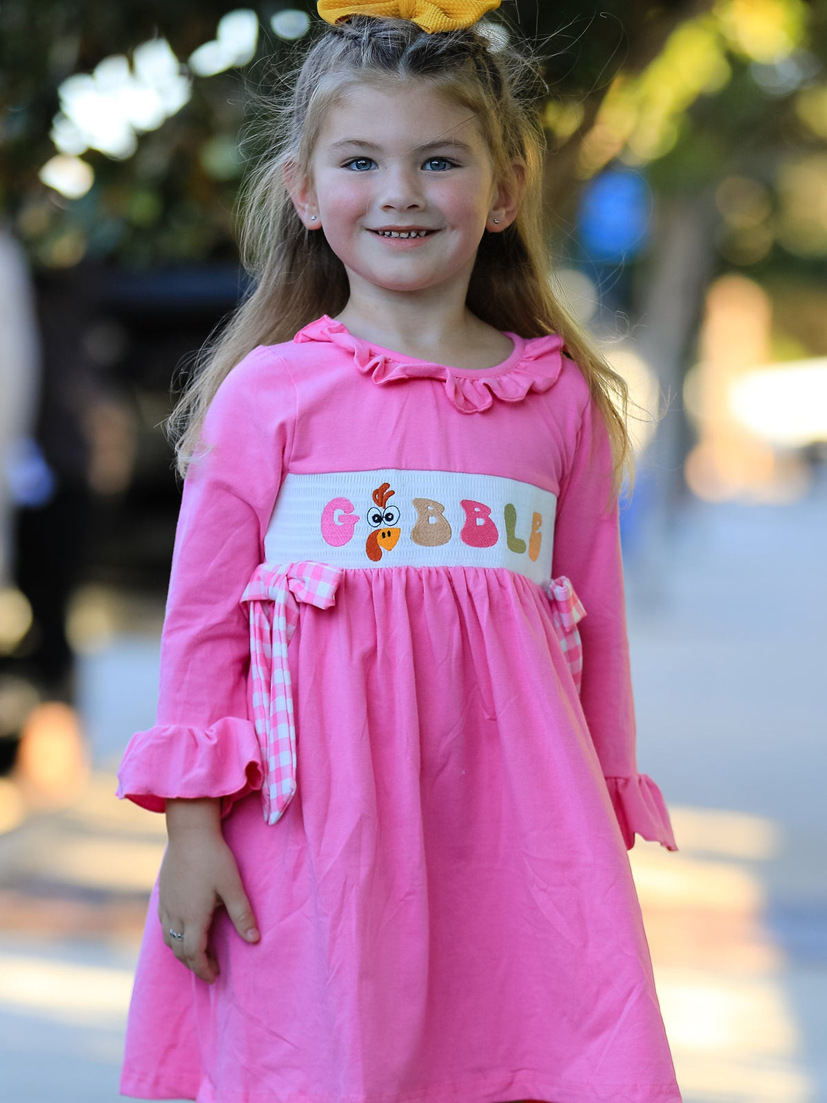 Fall Thanksgiving& Halloween "GOBBLE" Smock Embroidery Baby Girl Dress - Rylee Faith Designs - Flyclothing LLC