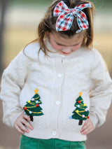 Christmas Tree Knit Cardigan Kids Holiday Sweater Button Front - Rylee Faith Designs - Flyclothing LLC