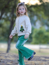 Christmas Tree Knit Cardigan Kids Holiday Sweater Button Front - Rylee Faith Designs - Flyclothing LLC