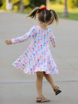Fall Colorful Ballet Character Girls Long Sleeve Twirl Dress - Rylee Faith Designs - Flyclothing LLC