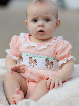 Western Horse Embroidery Girls Romper Lace Petals Collar Puff Sleeve - Rylee Faith Designs - Flyclothing LLC