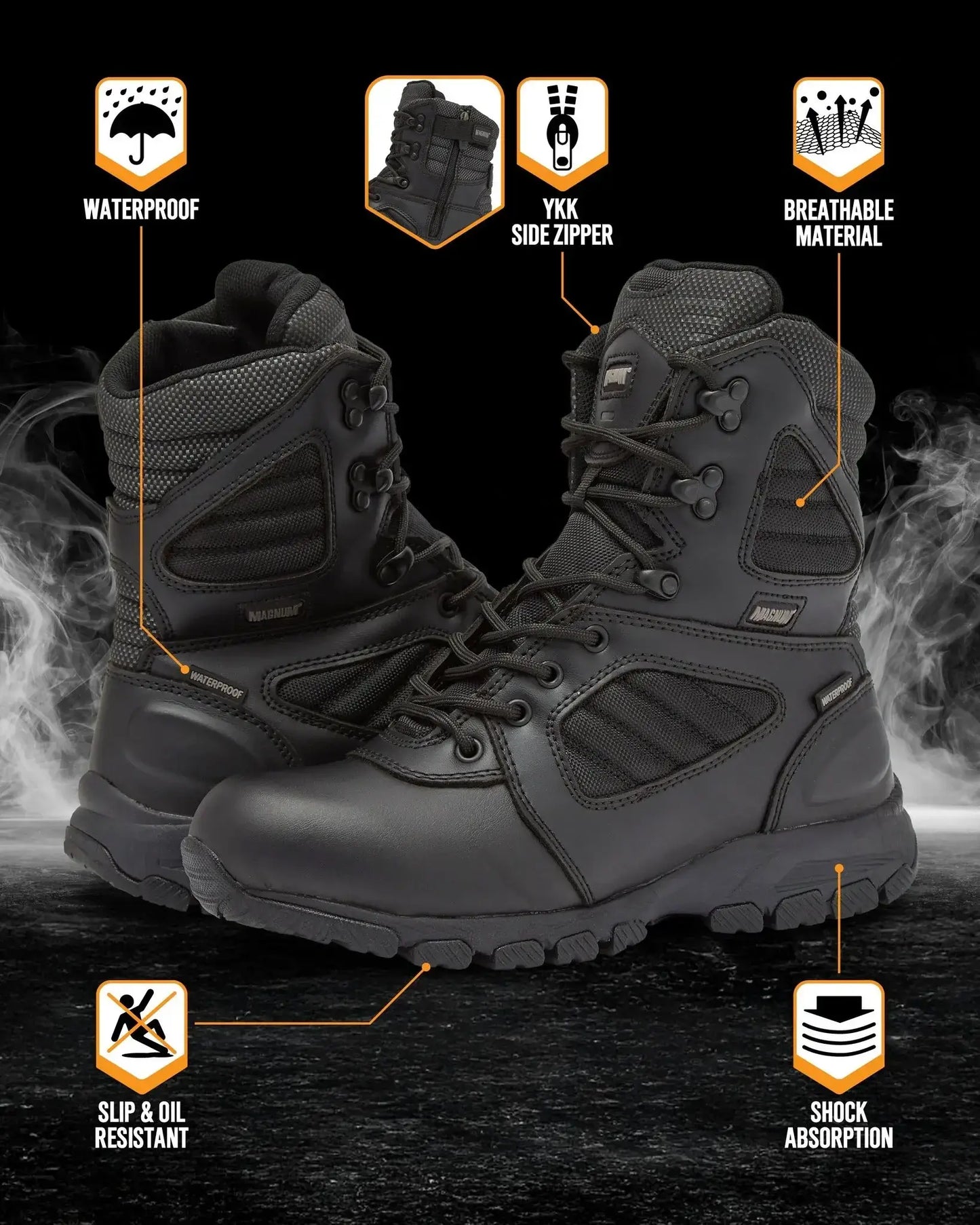 MAG LYNX 8" Police & Law Enforcement Tactical Boot SZ WP - Magnum Boots - Flyclothing LLC