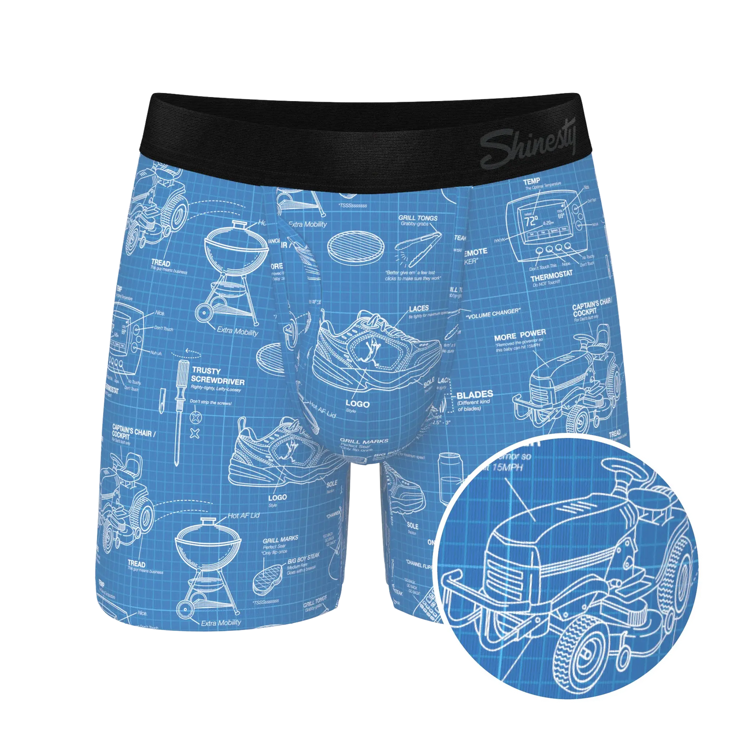 The Man With A Plan | Blueprint Ball Hammock® Pouch Underwear With Fly - Shinesty - Flyclothing LLC