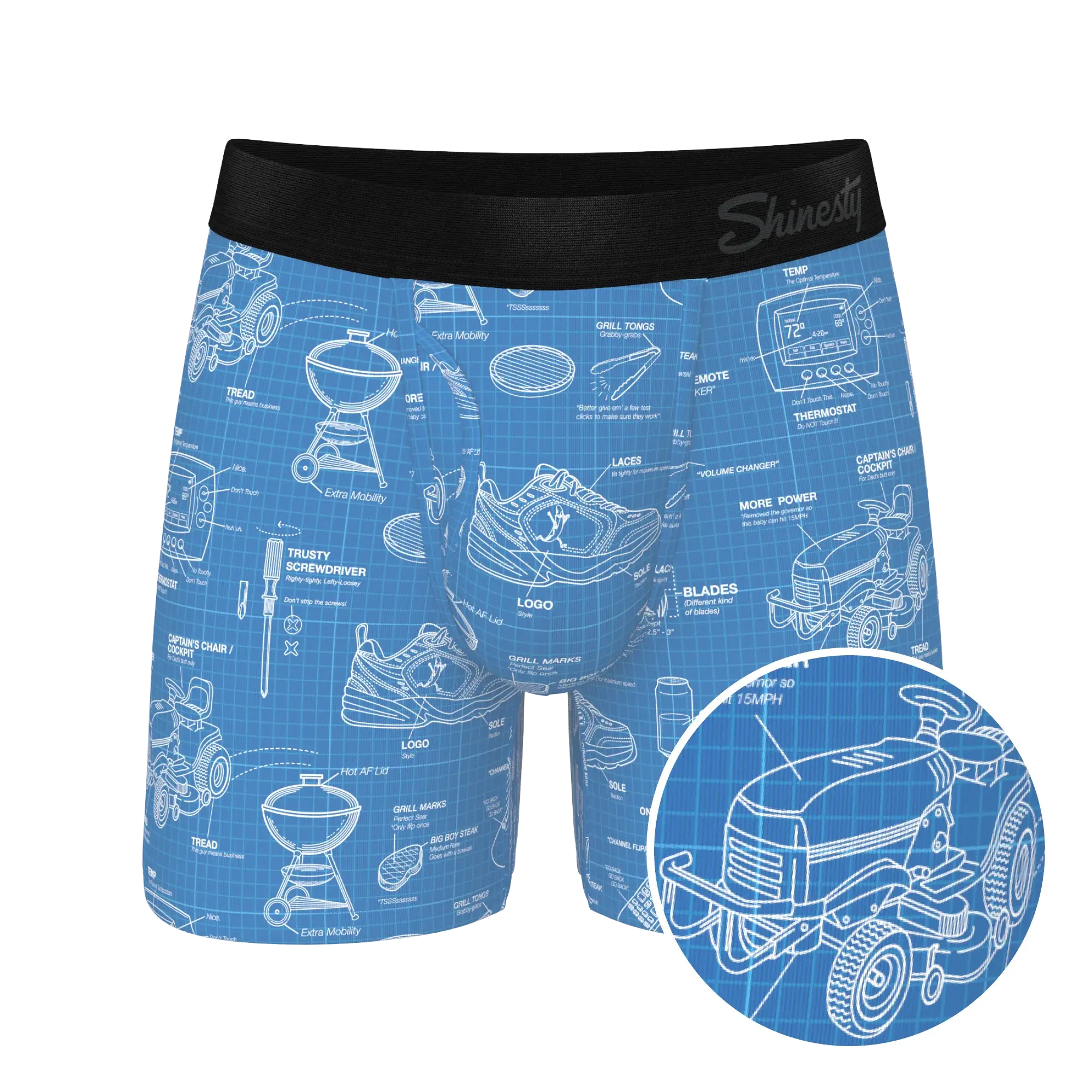 The Man With A Plan | Blueprint Ball Hammock® Pouch Underwear With Fly - Shinesty - Flyclothing LLC