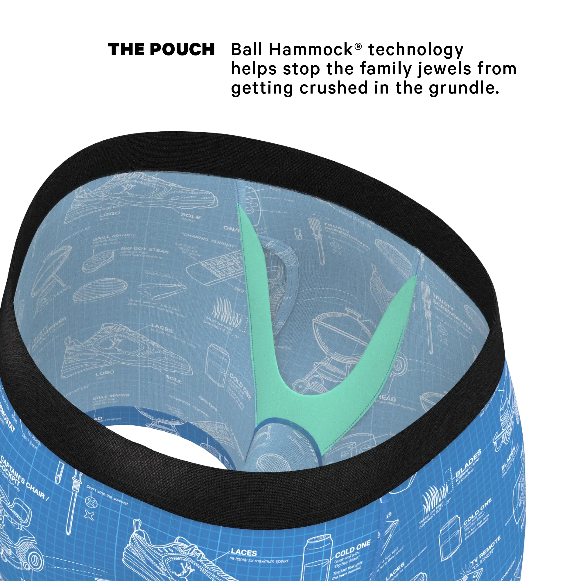 The Man With A Plan | Blueprint Ball Hammock® Pouch Underwear With Fly - Shinesty - Flyclothing LLC