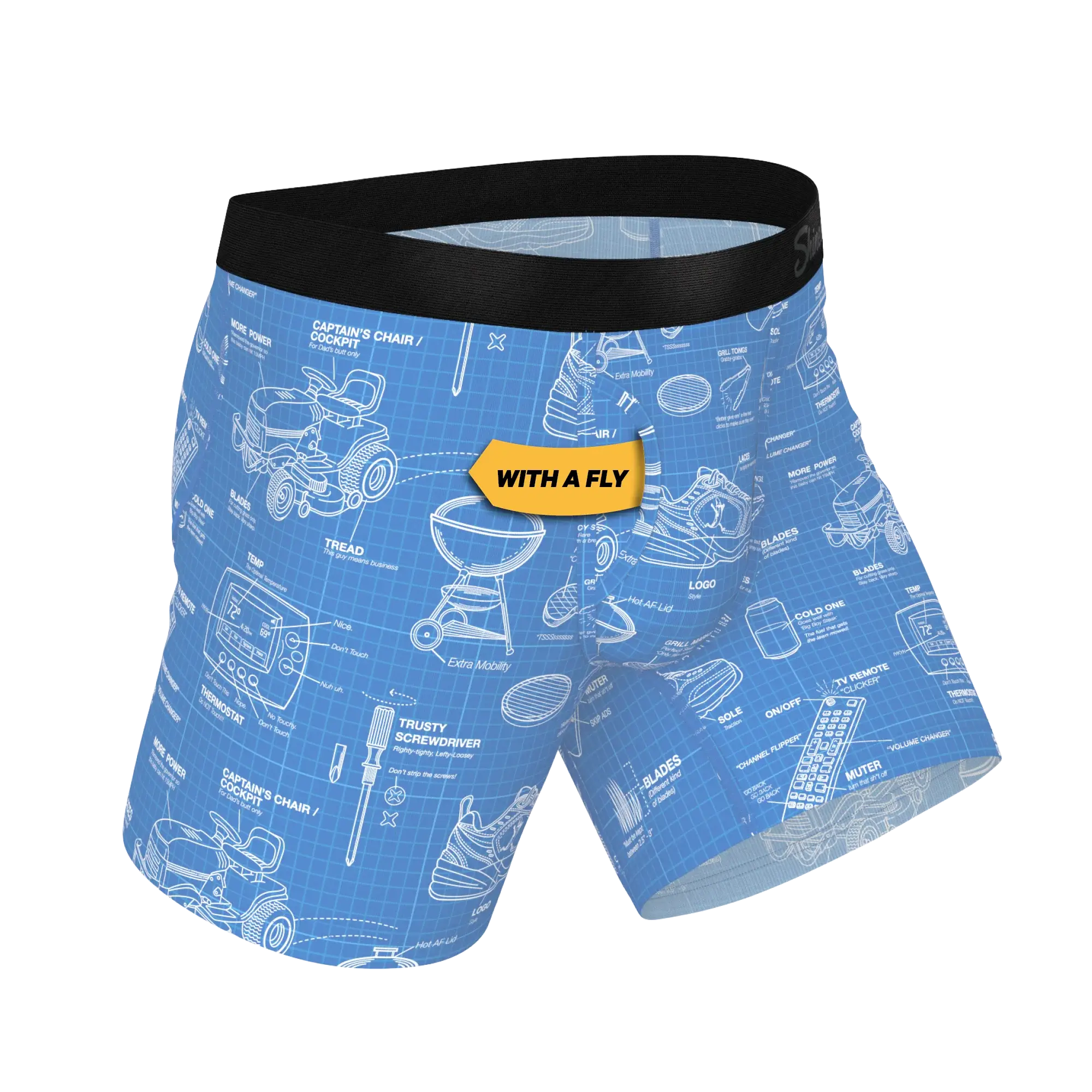 The Man With A Plan | Blueprint Ball Hammock® Pouch Underwear With Fly - Shinesty - Flyclothing LLC