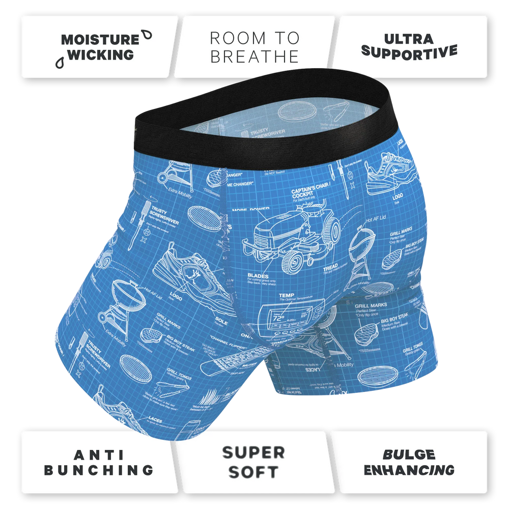 The Man With A Plan | Blueprint Ball Hammock® Pouch Underwear With Fly - Shinesty - Flyclothing LLC