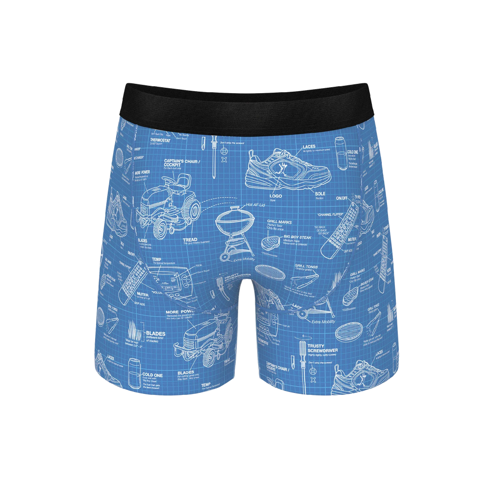 The Man With A Plan | Blueprint Ball Hammock® Pouch Underwear With Fly - Shinesty - Flyclothing LLC