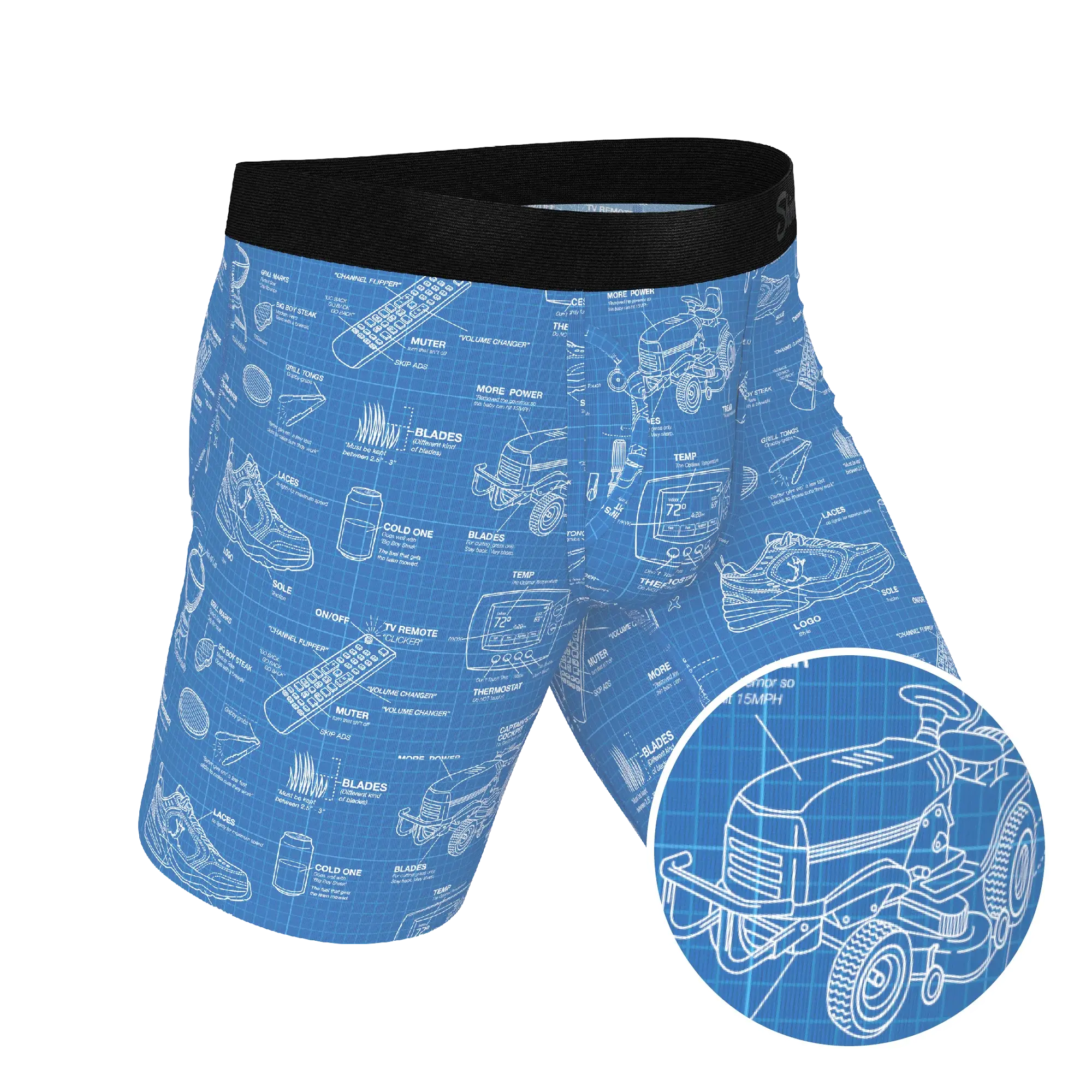 The Man With A Plan | Blueprint Long Leg Ball Hammock® Pouch Underwear With Fly - Shinesty - Flyclothing LLC