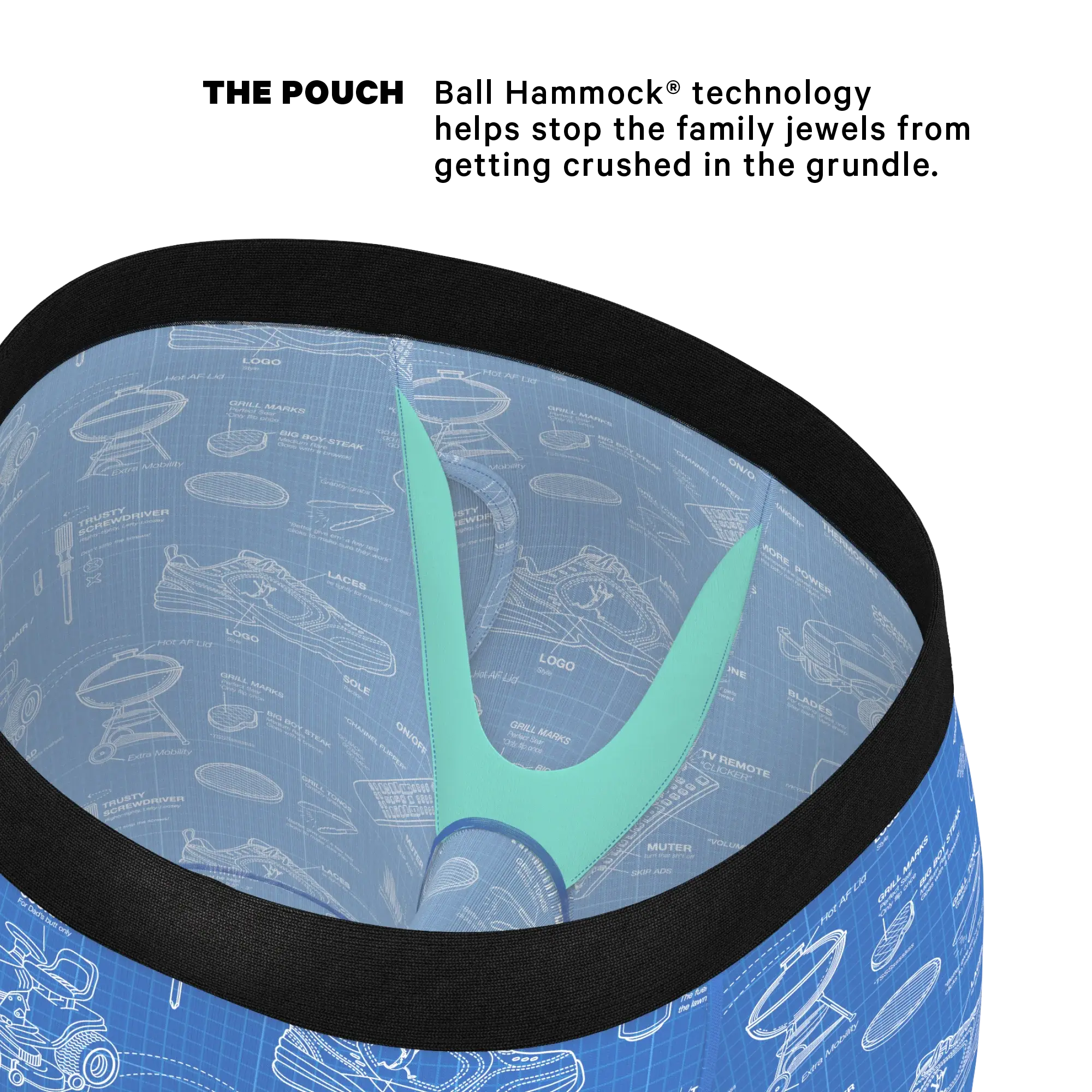 The Man With A Plan | Blueprint Long Leg Ball Hammock® Pouch Underwear With Fly - Shinesty - Flyclothing LLC