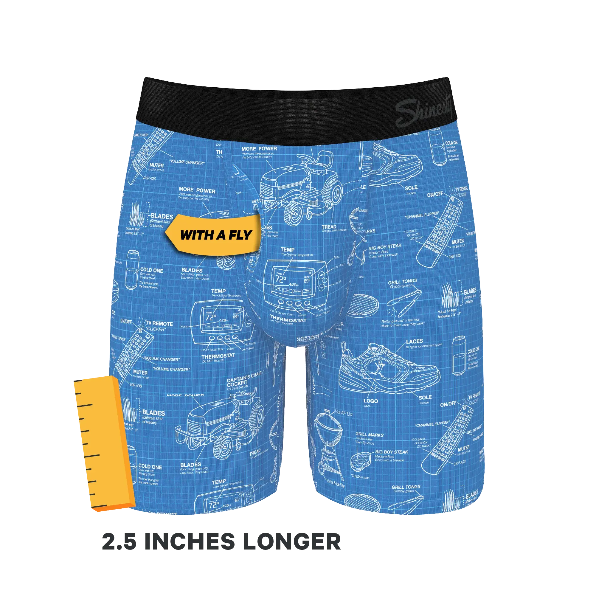 The Man With A Plan | Blueprint Long Leg Ball Hammock® Pouch Underwear With Fly - Shinesty - Flyclothing LLC