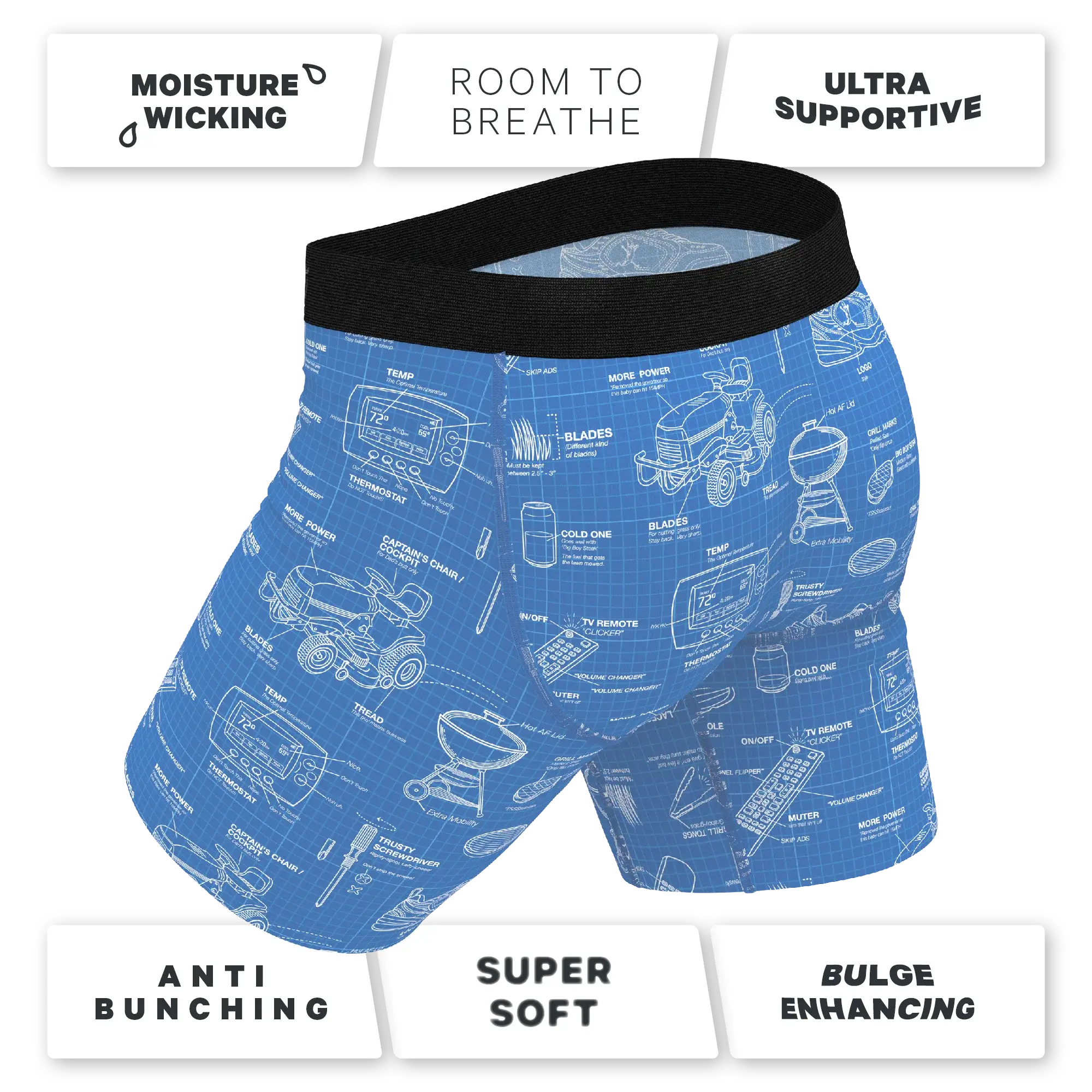 The Man With A Plan | Blueprint Long Leg Ball Hammock® Pouch Underwear With Fly - Shinesty - Flyclothing LLC