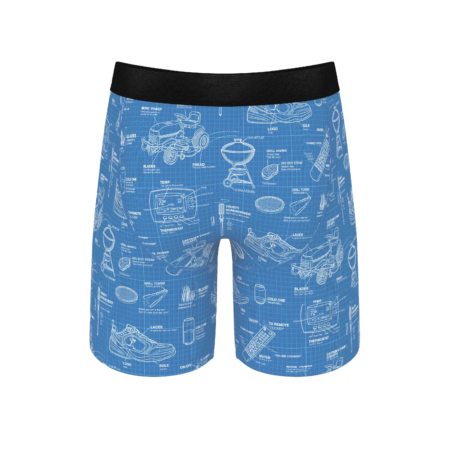 The Man With A Plan | Blueprint Long Leg Ball Hammock® Pouch Underwear With Fly - Shinesty - Flyclothing LLC