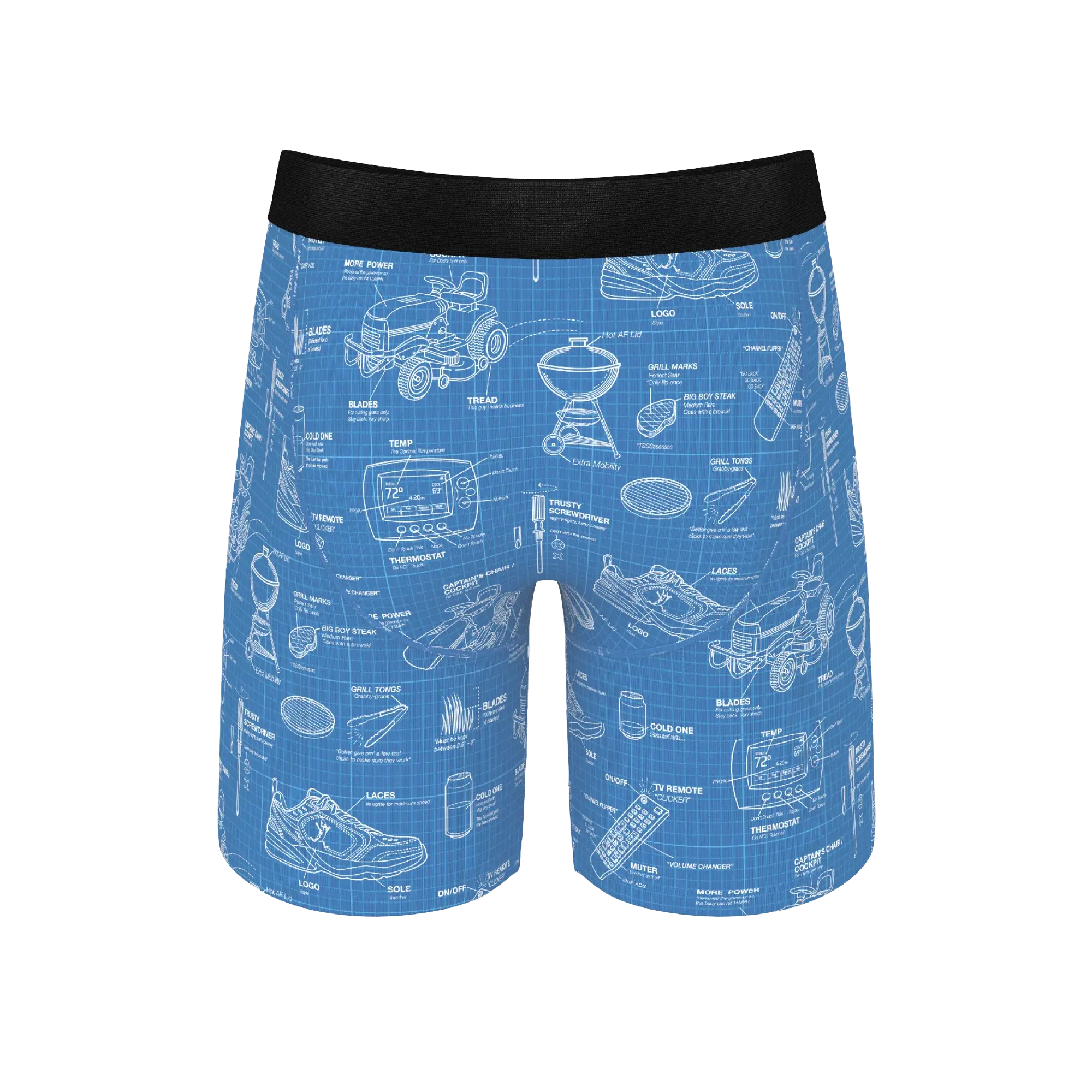 The Man With A Plan | Blueprint Long Leg Ball Hammock® Pouch Underwear With Fly - Shinesty - Flyclothing LLC