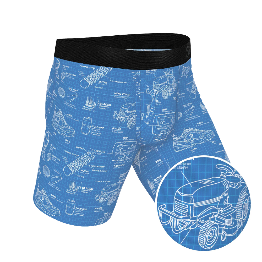The Man With A Plan | Blueprint Long Leg Ball Hammock® Pouch Underwear With Fly - Shinesty - Flyclothing LLC