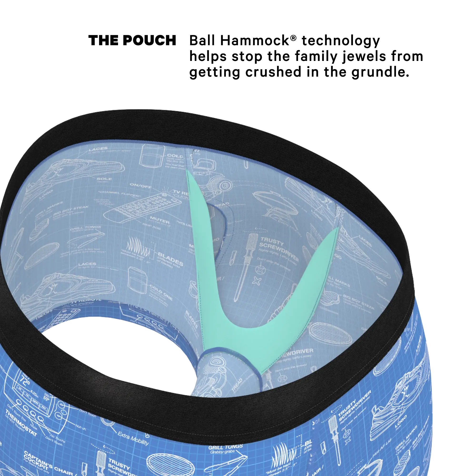 The Man With A Plan | Blueprint Ball Hammock® Pouch Trunks Underwear - Shinesty - Flyclothing LLC
