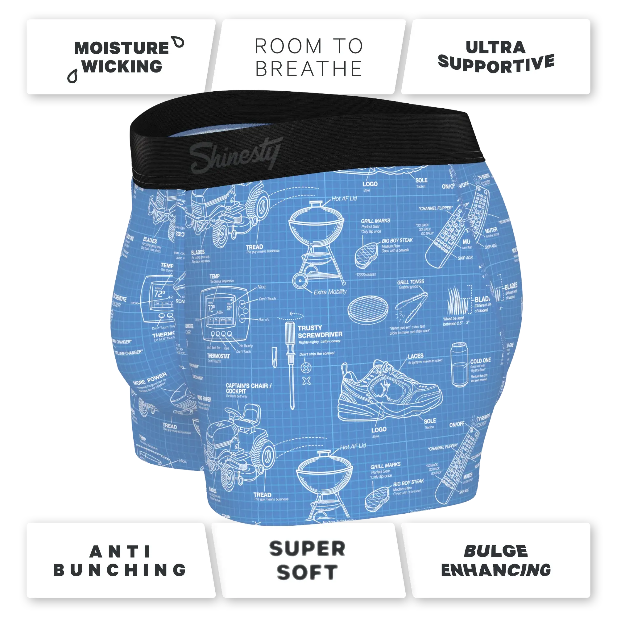 The Man With A Plan | Blueprint Ball Hammock® Pouch Trunks Underwear - Shinesty - Flyclothing LLC