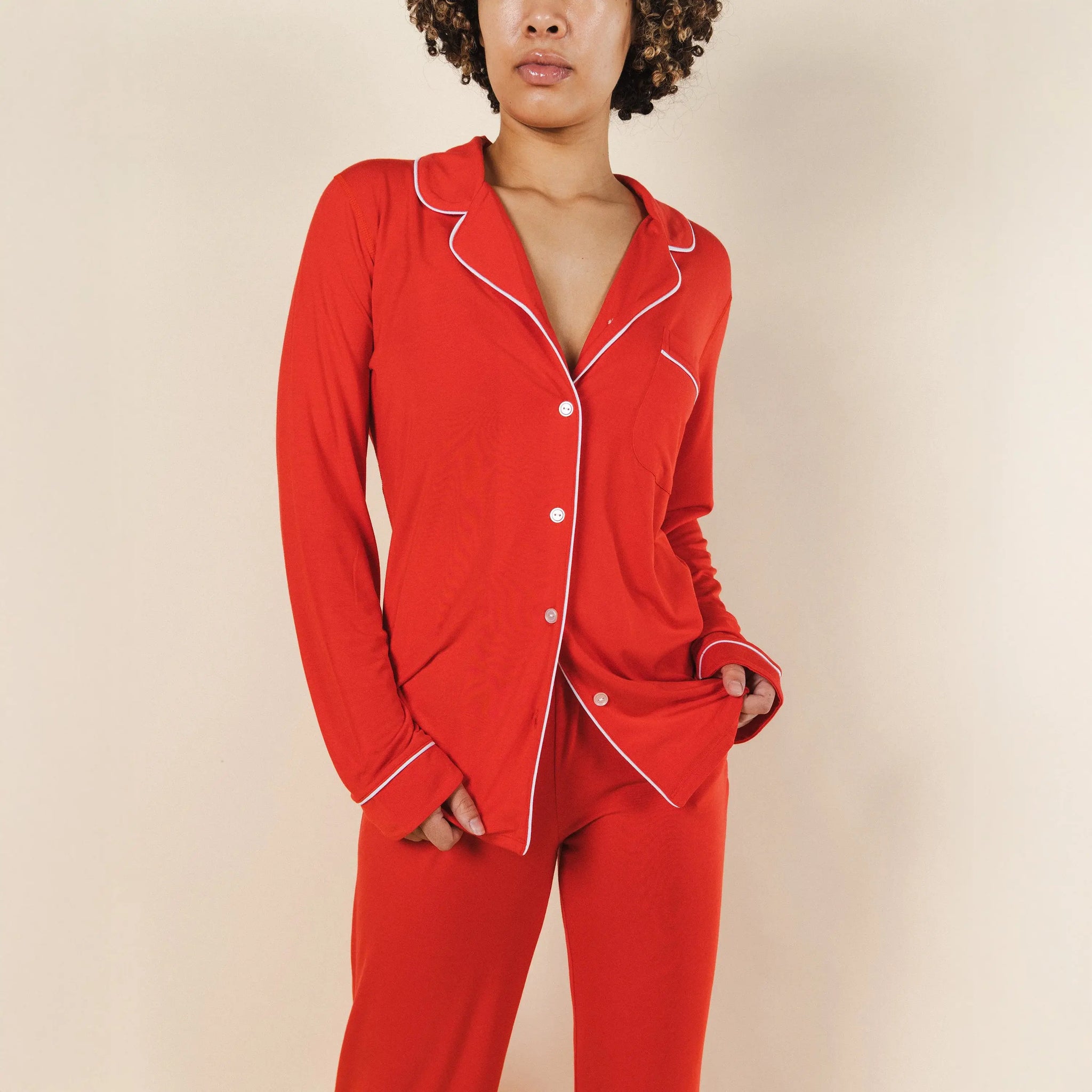 The Maraschino | Flame Scarlet Red SleepDeep™ Women’s Long Sleeve Pajama Set - Shinesty - Flyclothing LLC
