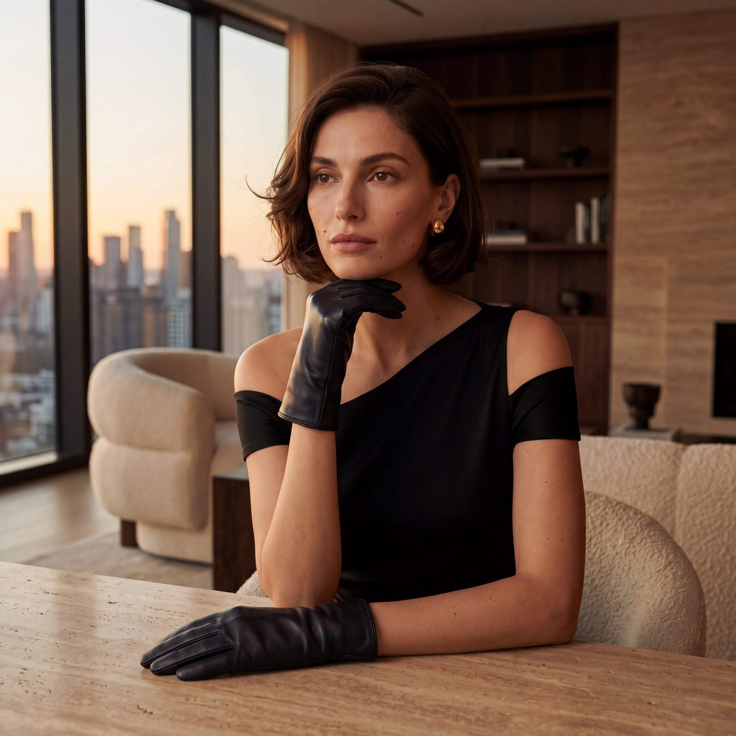 Marcella (black) - Unlined women’s lambskin leather gloves - Leather Gloves Online - Flyclothing LLC
