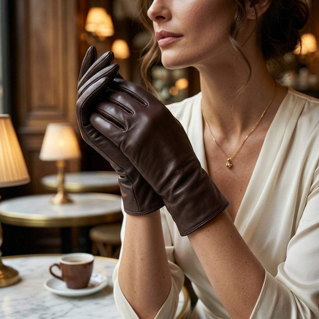 Marcella (brown) - Unlined women’s lambskin leather gloves