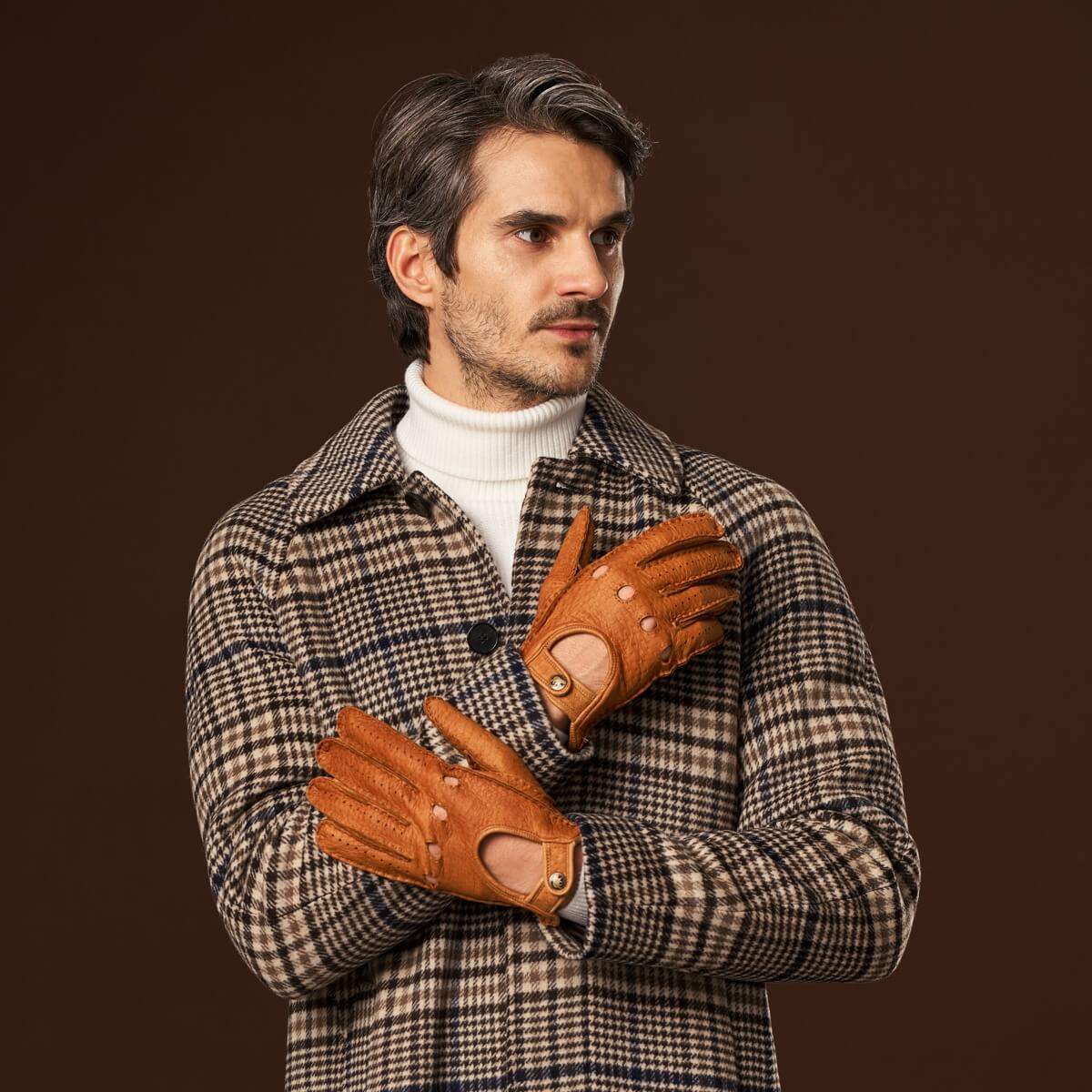Marcello (brown) – Luxurious Italian peccary driving gloves - Leather Gloves Online - Flyclothing LLC