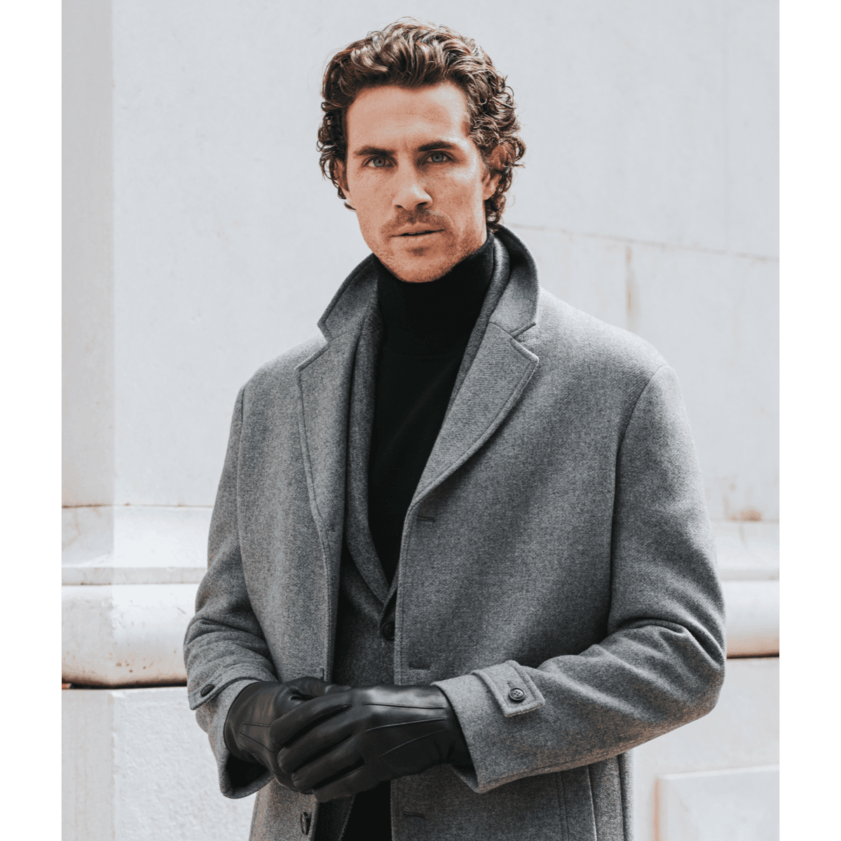 Marco (black) - Italian lambskin leather gloves with white rabbit fur lining - Leather Gloves Online - Flyclothing LLC