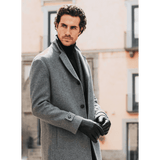 Marco (black) - Italian lambskin leather gloves with brown rabbit fur lining