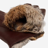 Marco (brown) - Italian lambskin leather gloves with brown rabbit fur lining