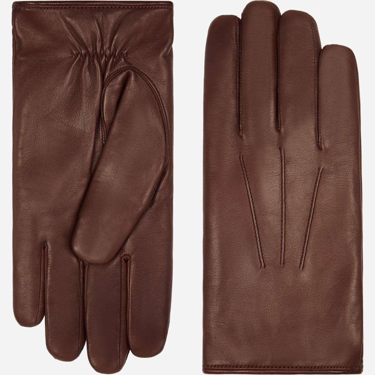 Marco (brown) - Italian lambskin leather gloves with white rabbit fur lining