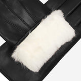 Marco (black) - Italian lambskin leather gloves with white rabbit fur lining - Leather Gloves Online - Flyclothing LLC
