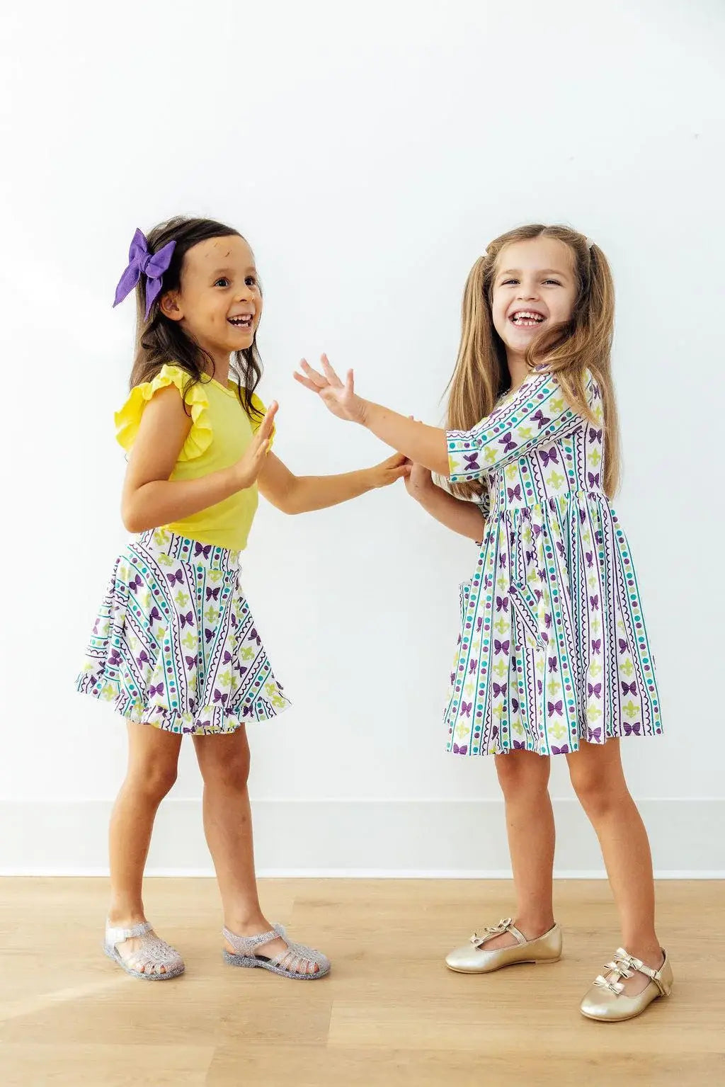 Mardi Gras 3/4 Sleeve Pocket Twirl Dress - Mila & Rose ® - Flyclothing LLC