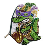 Mardi Gras Jester Alligator Seed Beaded Mini Pouch Bag - Madeline Love - Flyclothing LLC