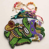 Mardi Gras Jester Alligator Seed Beaded Mini Pouch Bag - Madeline Love - Flyclothing LLC
