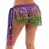 Mardi Gras Sequin Fringe Hip Scarf Skirt - Madeline Love - Flyclothing LLC
