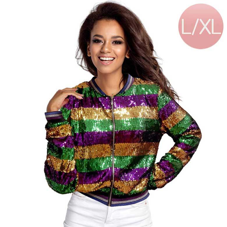 Mardi Gras Sequin Zipper Jacket - Madeline Love - Flyclothing LLC