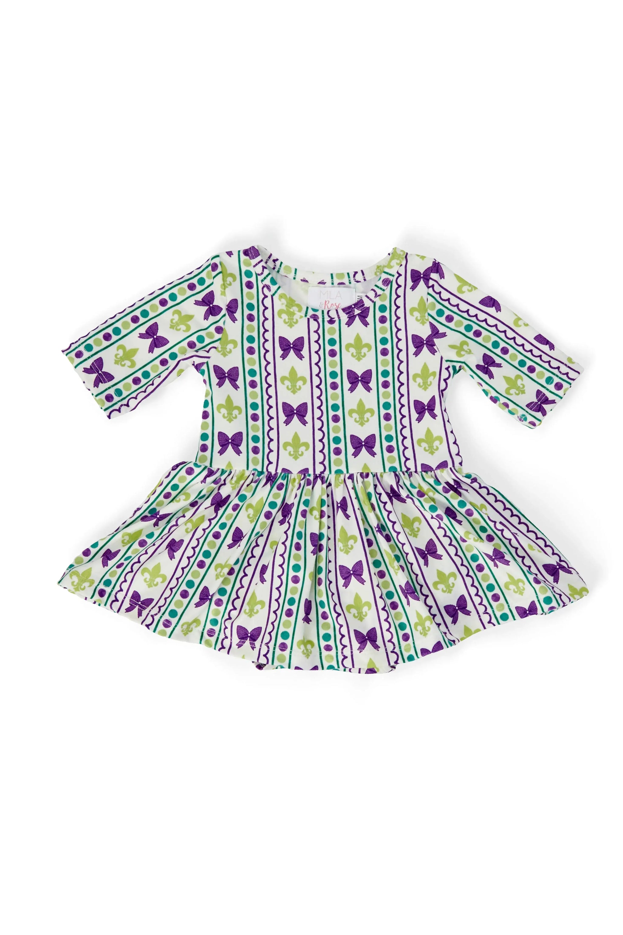 Mardi Gras 3/4 Sleeve Twirl Bodysuit - Mila & Rose ® - Flyclothing LLC