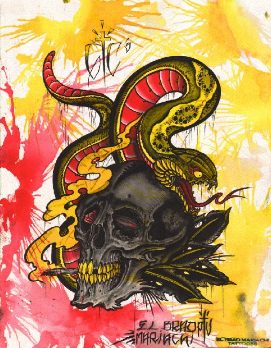 Black Market Art Company Mariachi Skull Print