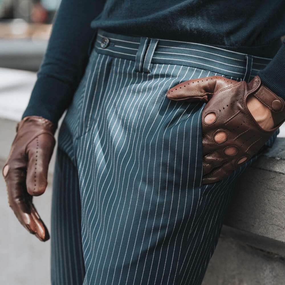 Mario (brown) - Italian lambskin leather driving gloves & touchscreen feature
