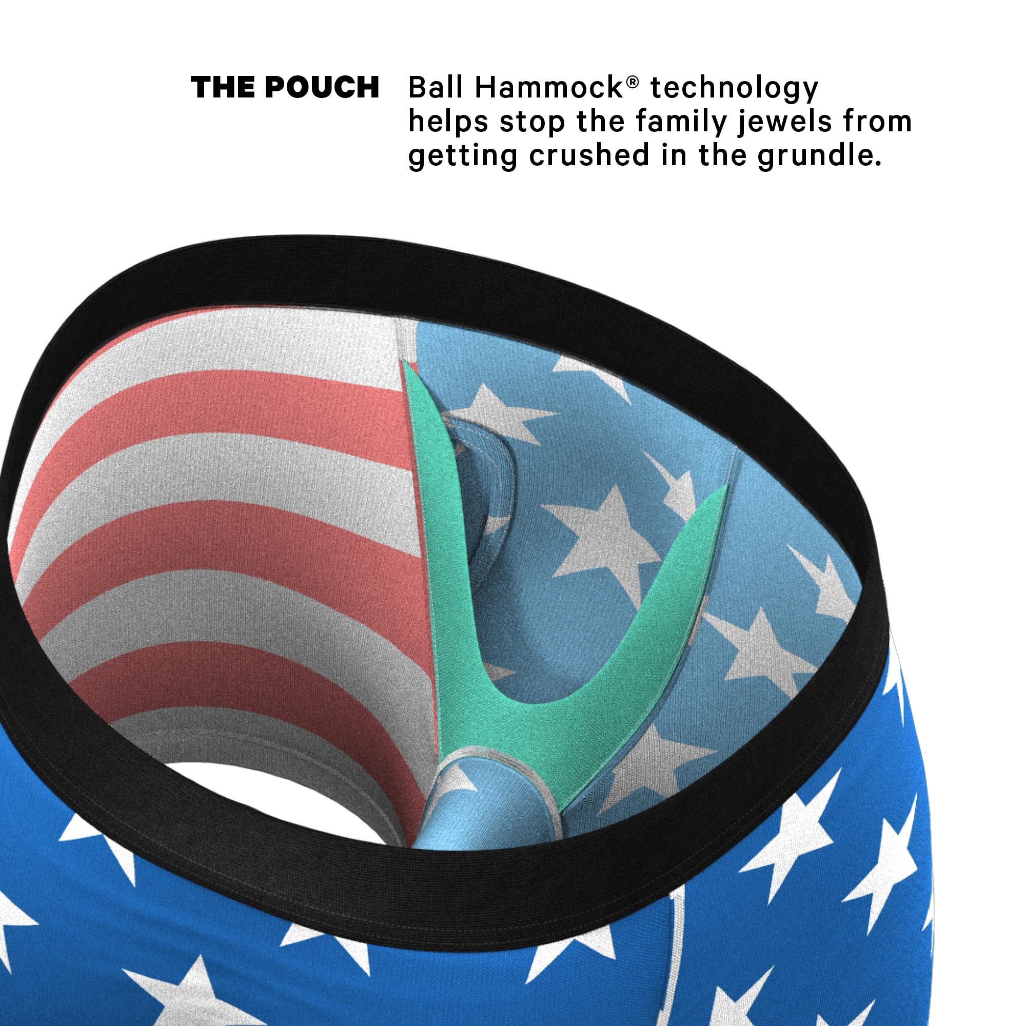 The Mascot | American Flag Ball Hammock® Pouch Underwear With Fly - Shinesty