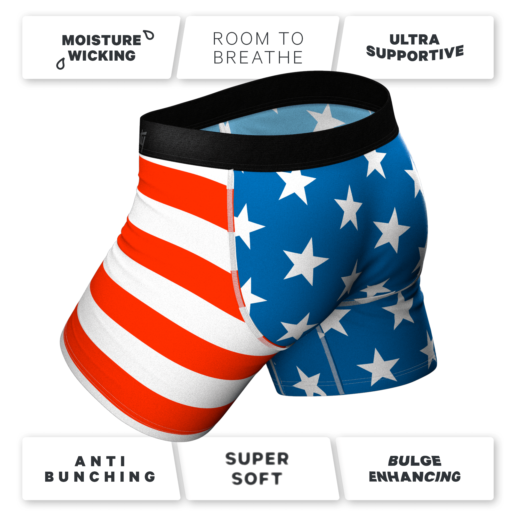 The Mascot | American Flag Ball Hammock® Pouch Underwear With Fly - Shinesty