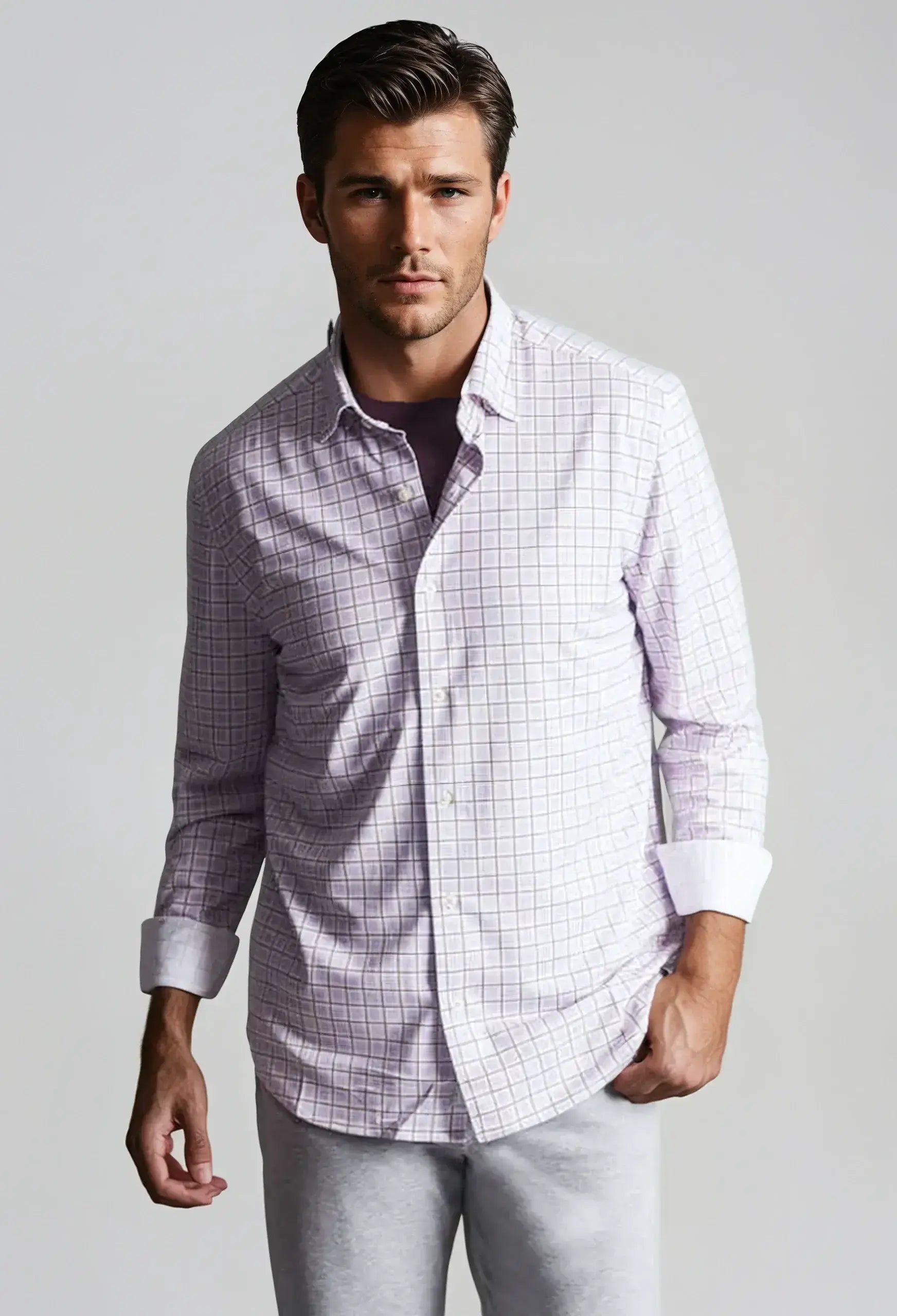 Matt Plaid Long Sleeve Tech Shirt - Buki - Flyclothing LLC