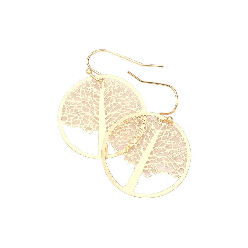 Brass Metal Tree of Life Dangle Earrings - Madeline Love - Flyclothing LLC