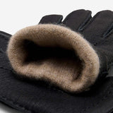 Matteo (black) - Italian gloves made of American deerskin leather with cashmere lining