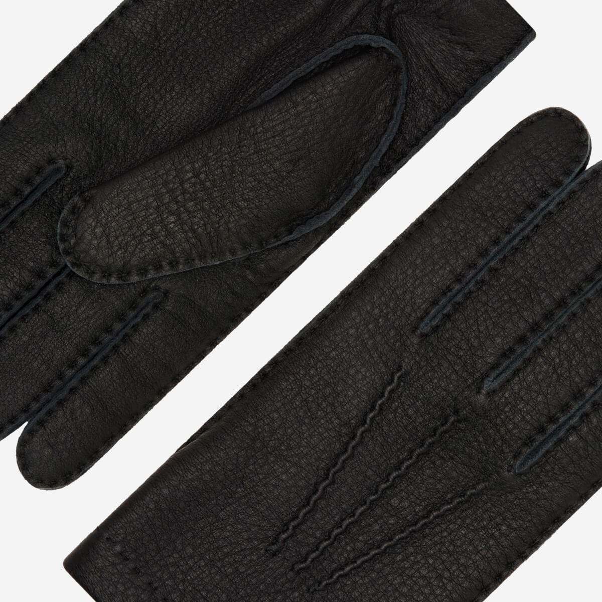 Matteo (black) - Italian gloves made of American deerskin leather with cashmere lining