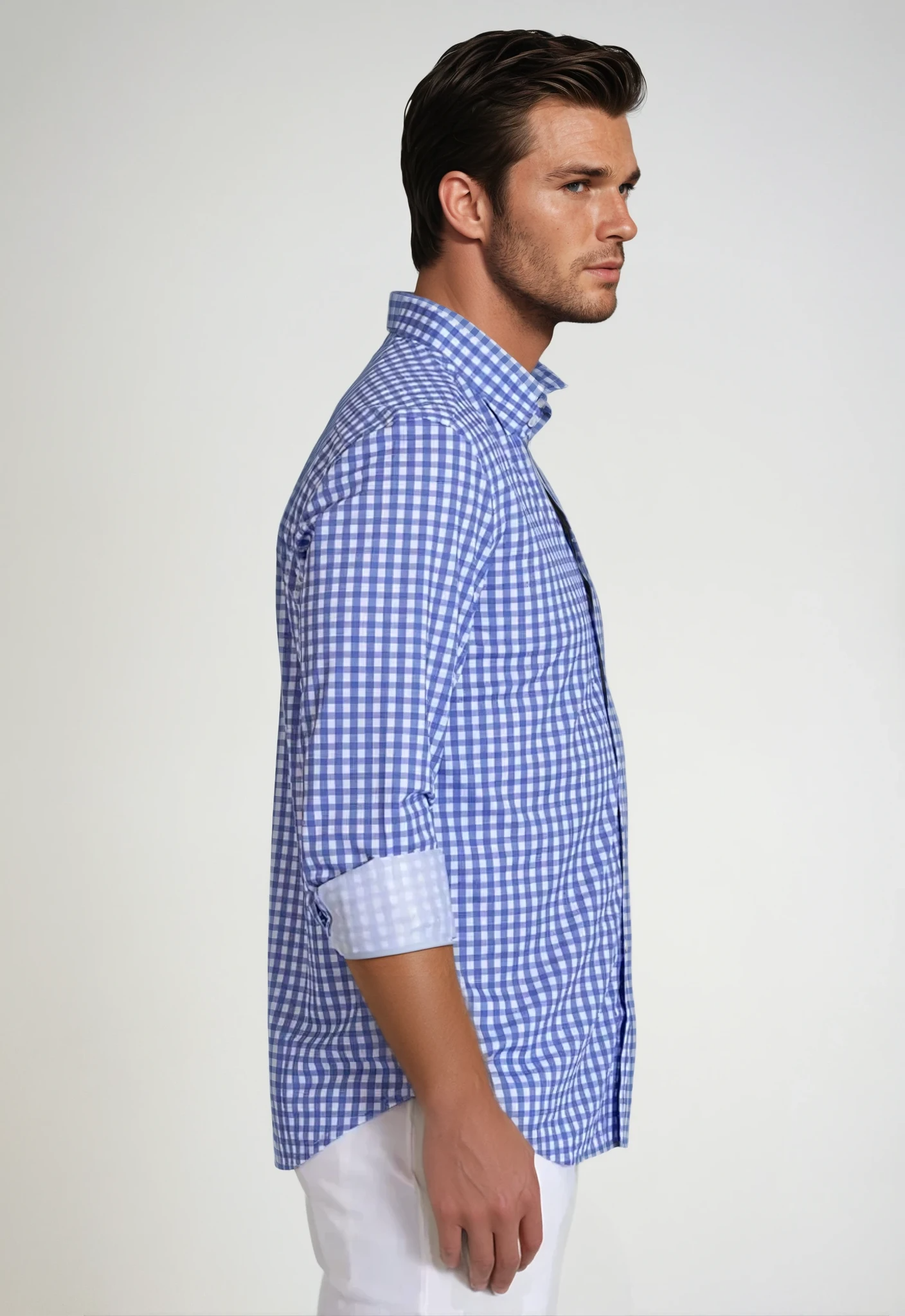 Mauro Long Sleeve Check Tech Shirt - Royal Blue - Buki - Flyclothing LLC